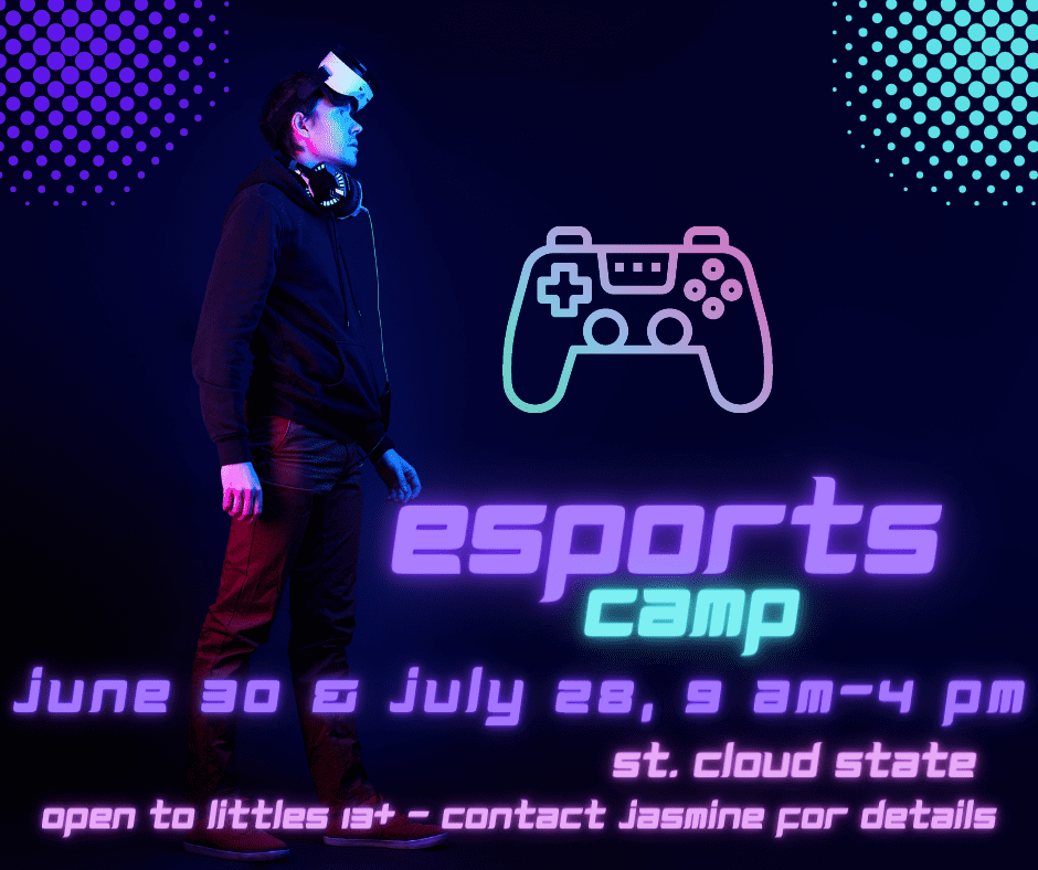 Graphic with information and dates regarding the St. Cloud State ESports camp