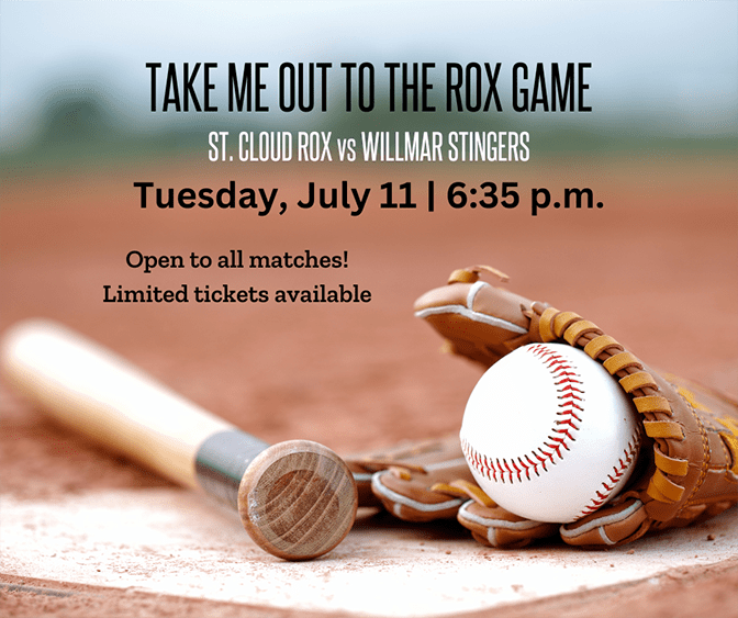 Graphic advertising a July 11 trip to the Rox game to matches