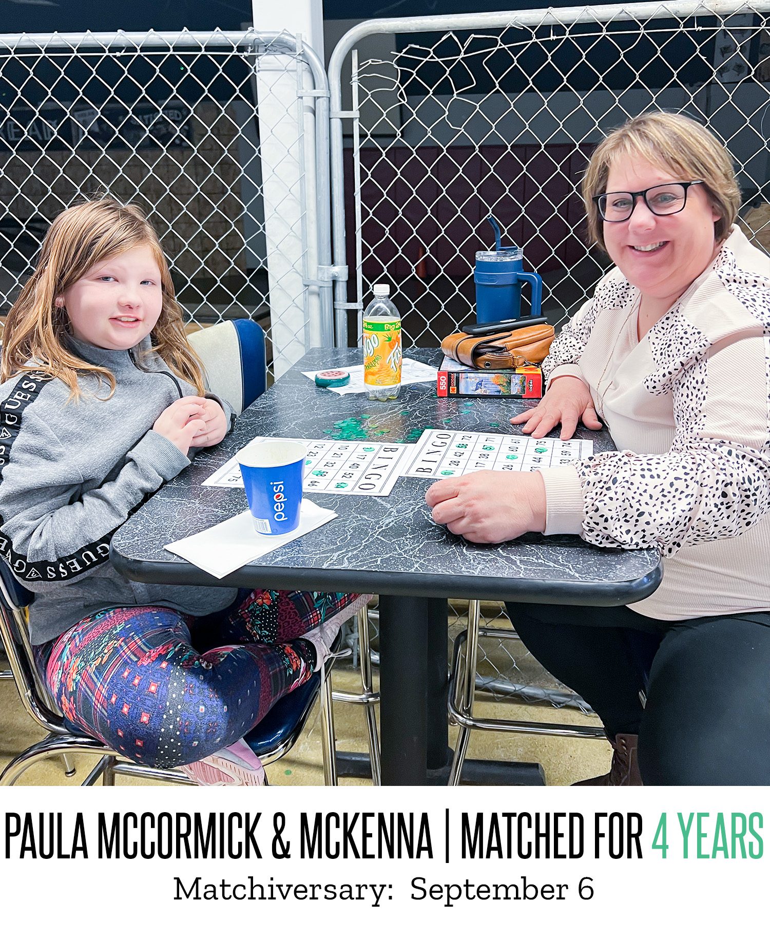 Paula McCormick and McKenna playing bingo together