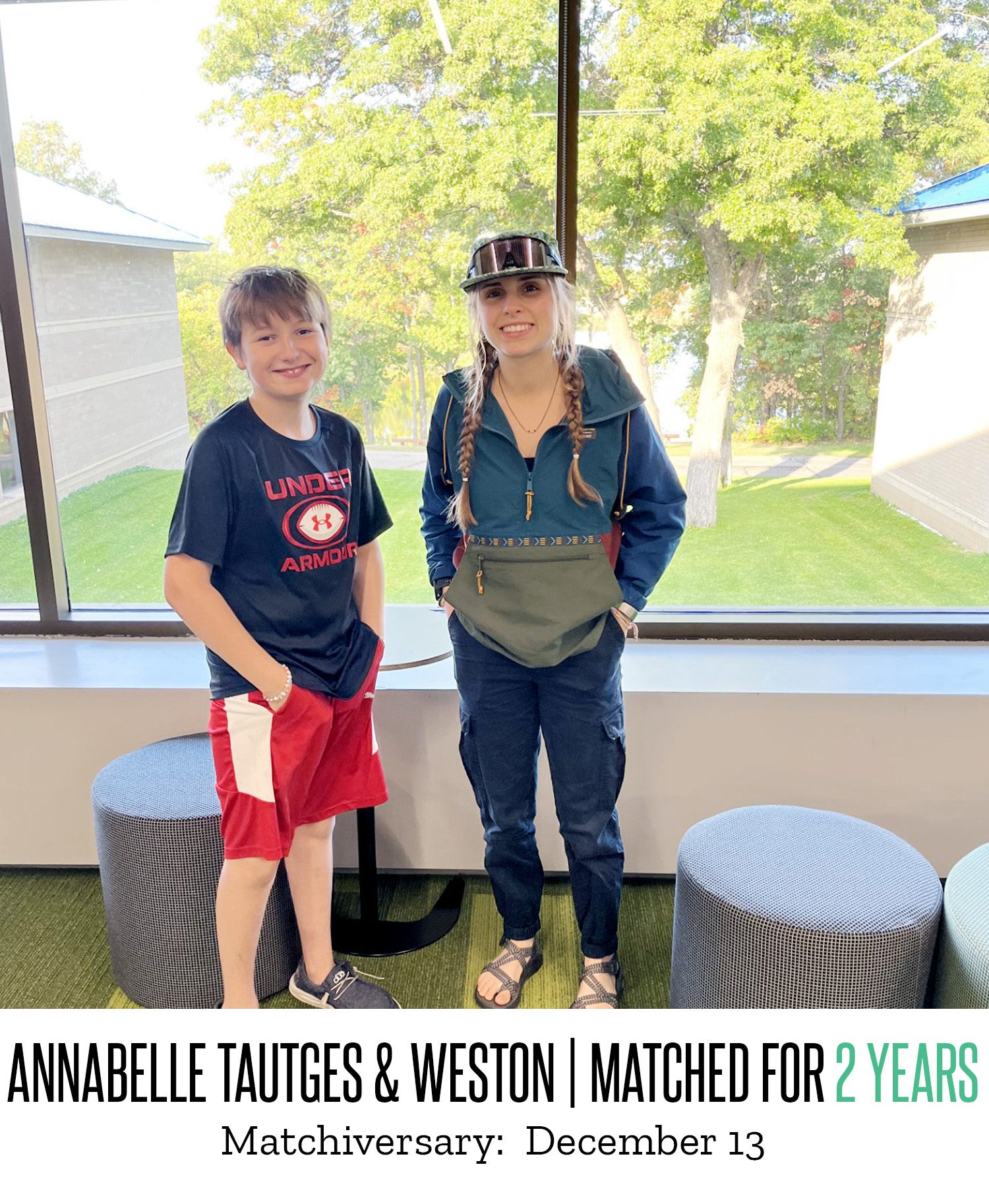 Annabelle Tautges and Weston pose for a picture after being matched for two years