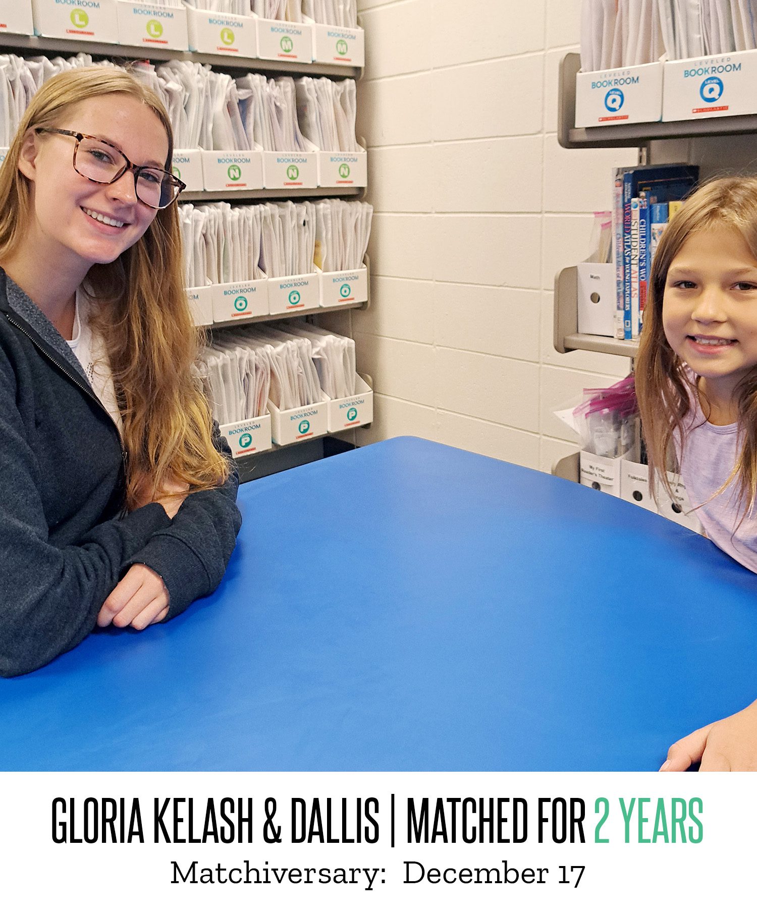 Gloria Kelash and Dallis pose for a picture after being matched for two years
