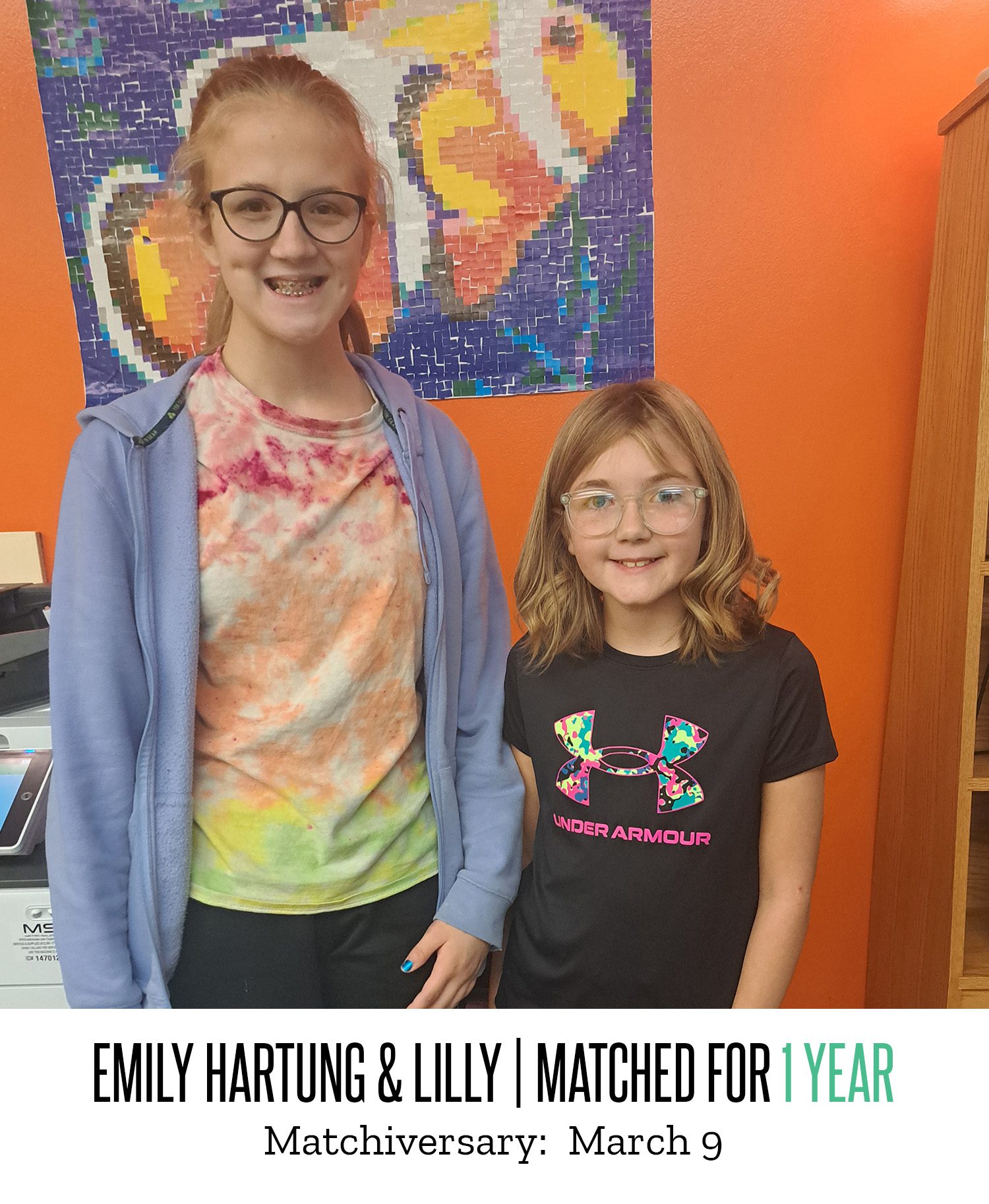 Emily Hartung and Lilly 1 Year Matchiversary 2024
