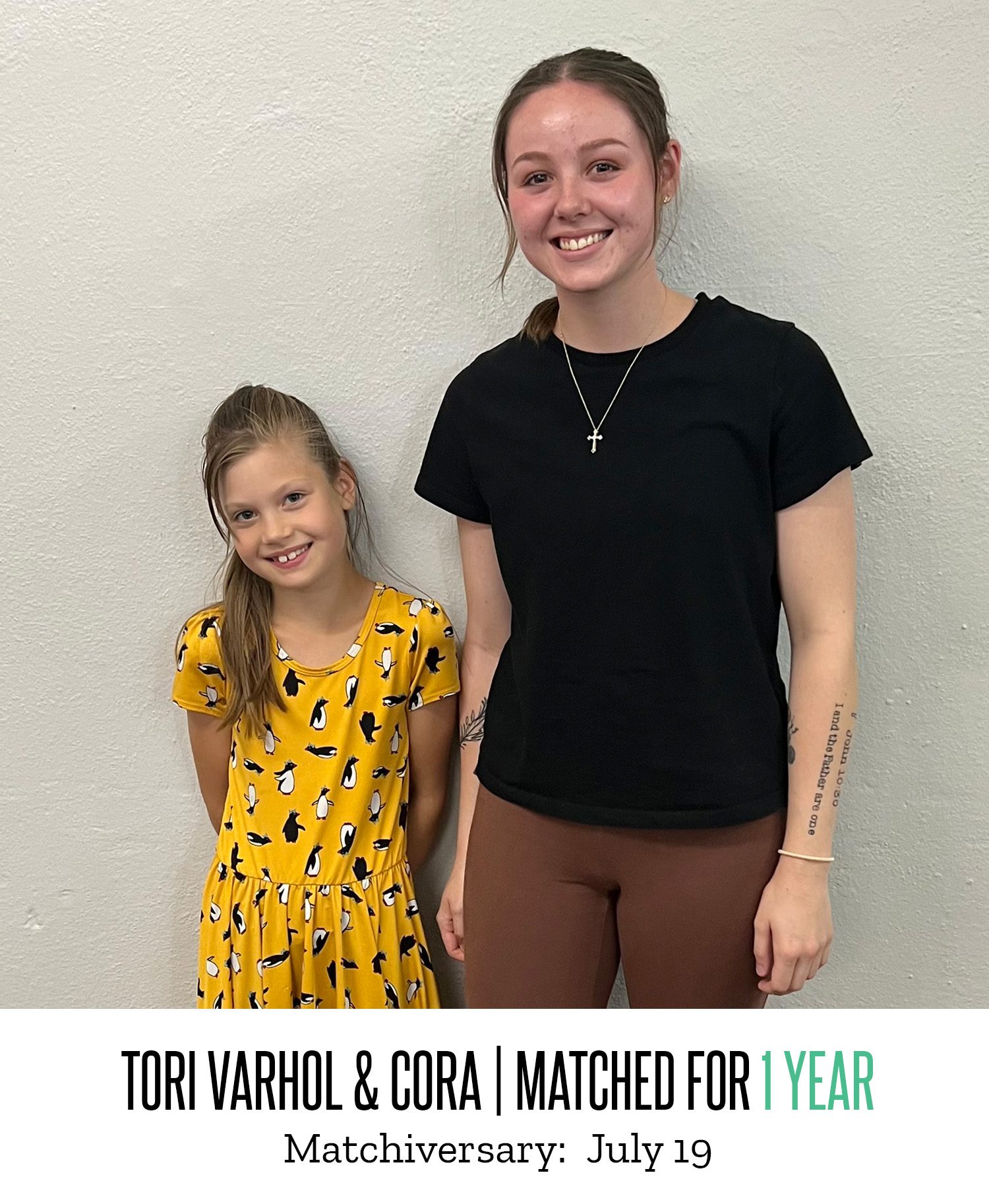Tori Varhol and Cora 1 Year Matchiversary