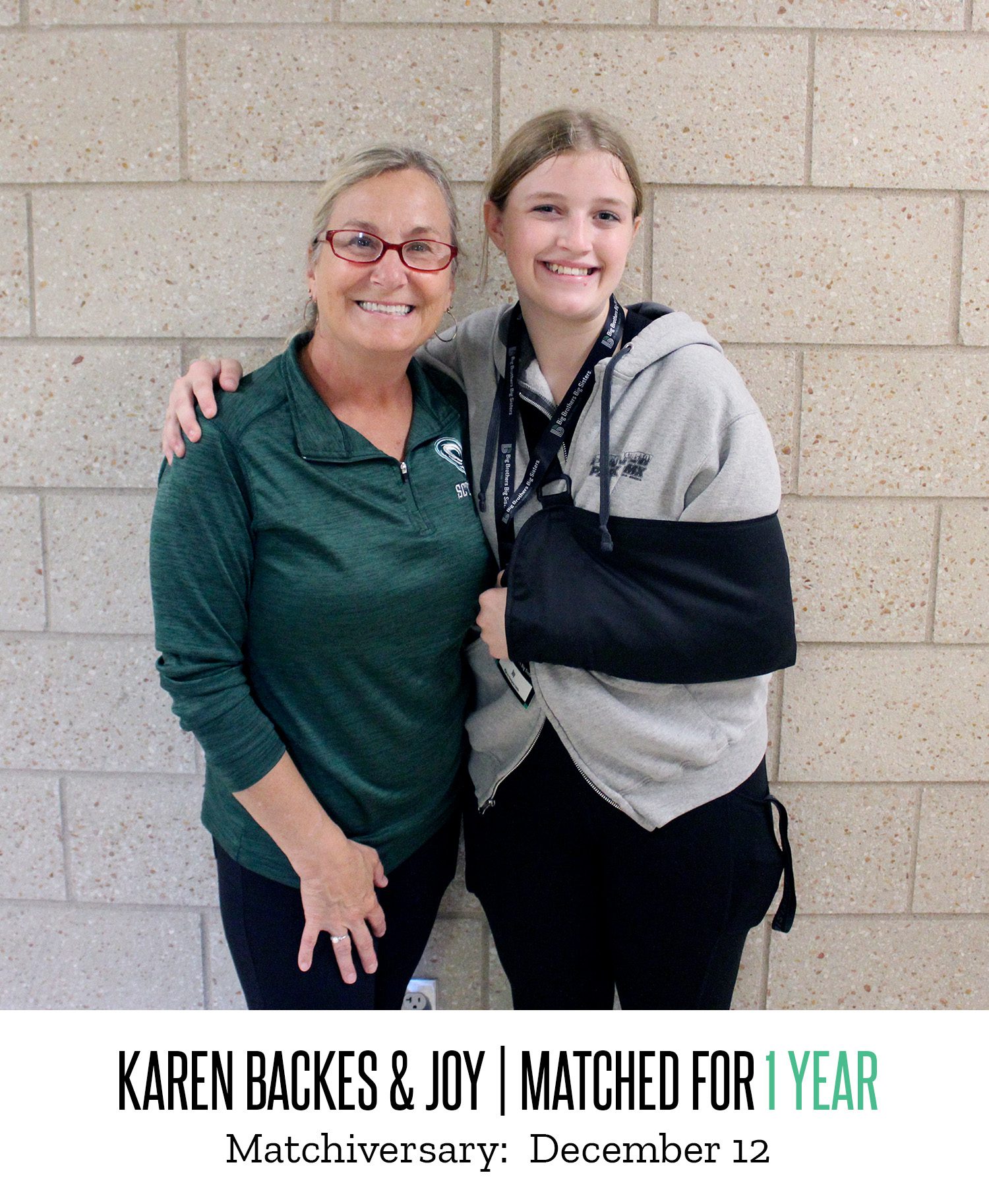 Karen Backes and Joy 1 Year Matchiversary